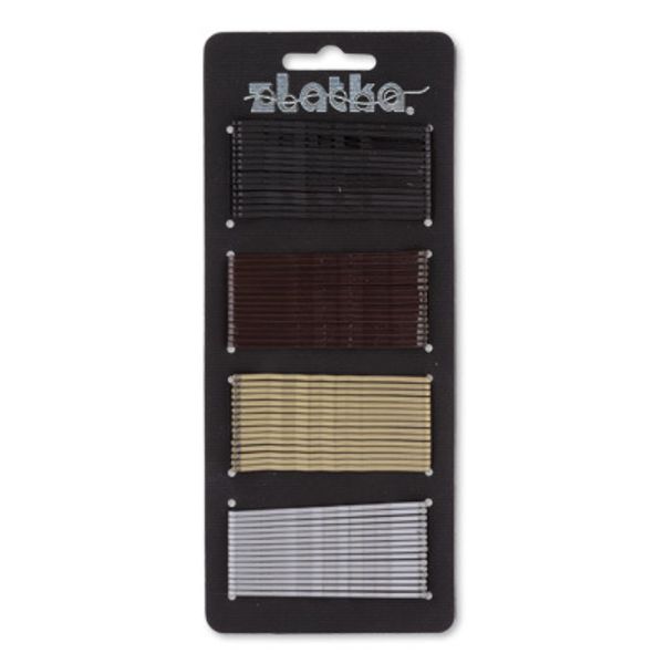 Набор невидимок для волос HIN-70 7 см, 60 шт, ассорти 4 цвета, Zlatka HIN-70