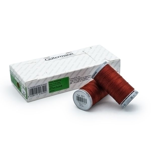 Нитки суперкрепкие Gutermann Extra Strong M782, 100м, 221 красно-терракотовый, 5 катушек