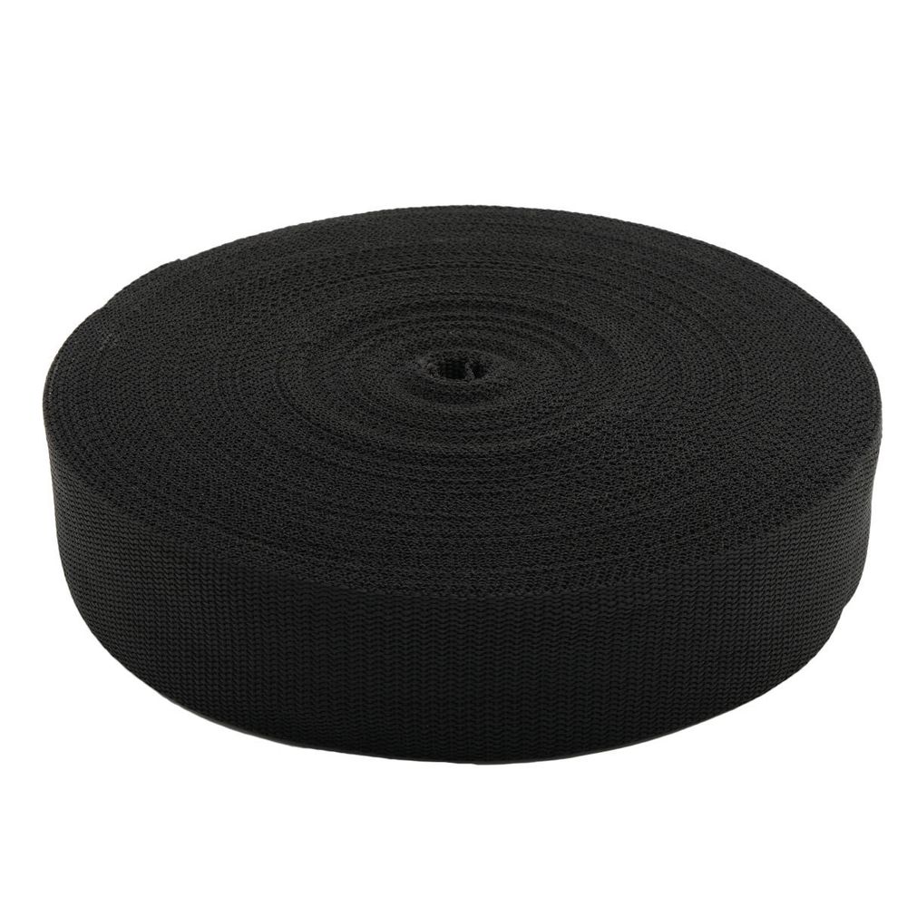 Стропа (ременная лента) 50 мм / 30 метров, толщ. 1.0 мм, [28 г/пог.м], 100% п/п, 20 черный