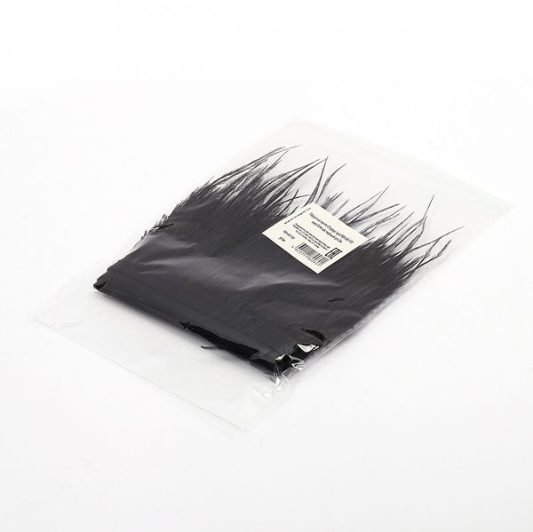 Перья на ленте декоративные Страус FBY-08-100 8см черный уп.2м