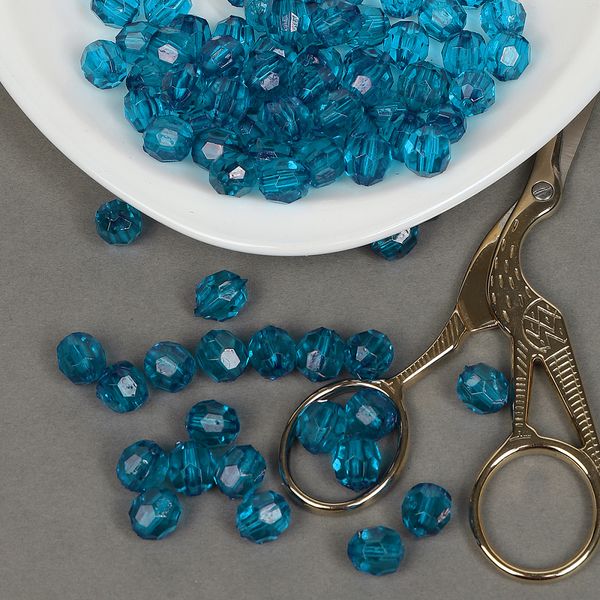 Бусины акрил ⌀10 мм, MG.3241-34, цв.34 яр.голубой, уп.500 г, Magic4Hobby