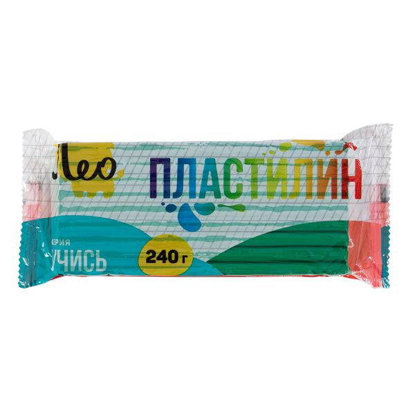 Пластилин классический, 240 г, 5 шт одного цвета, зеленый, Лео LNMC-240