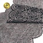 Кружево бельевое эластичное 225 мм / 3 м, TBY.40992, цв.L168 серебристый пион+черный, Kruzhevo