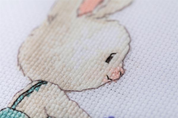 Набор для вышивания нитками Klart, Зайка на велосипеде, 15.5х12 см