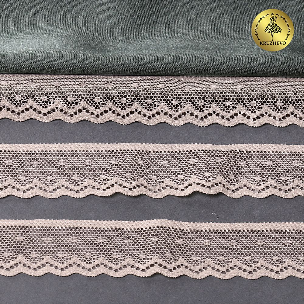 Кружево эластичное (стрейч) 25 мм, 8028, цв.L168 серебристый пион уп.50м, Kruzhevo