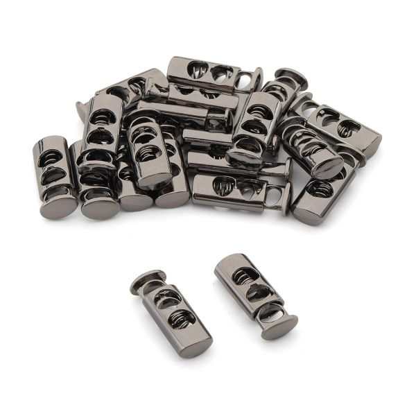 Фиксатор (зажим) для шнура металл 2 отв. ⌀4,4 мм, 23х8 мм, металл (чер.никель), 20 шт