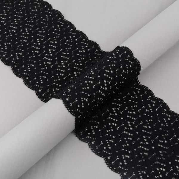 Кружево бельевое эластичное 150 мм / 3±0.2 метра, Турция, черный, Blitz