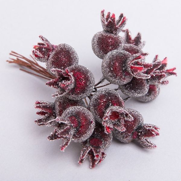 Шиповник на проволоке 2,2х3х11см, красный, 12 шт, 95243