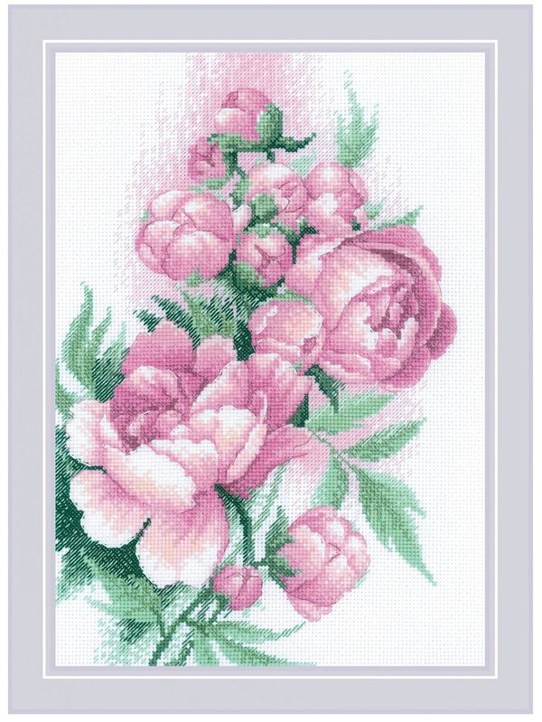 Набор для вышивания нитками Риолис, Пышность пионов 21х30 см