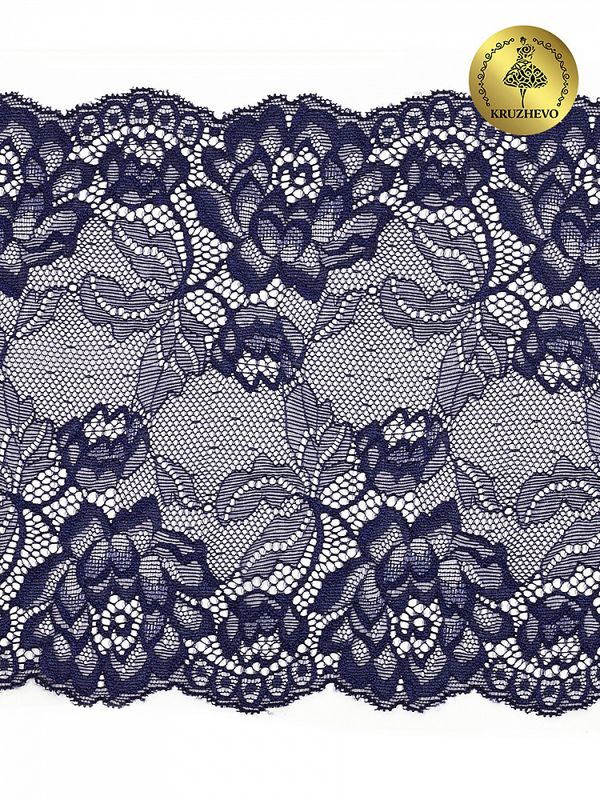 Кружево бельевое эластичное 180 мм / 3 м, TBY.L838, цв.06 т.синий, Kruzhevo
