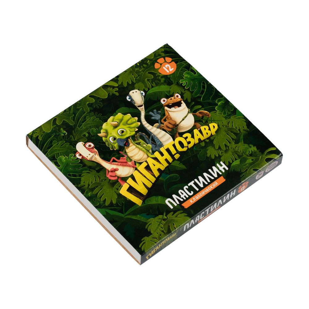 Пластилин классический 240 г, 12 цв, 01, Гигантозавр, GGZ-LMC0112