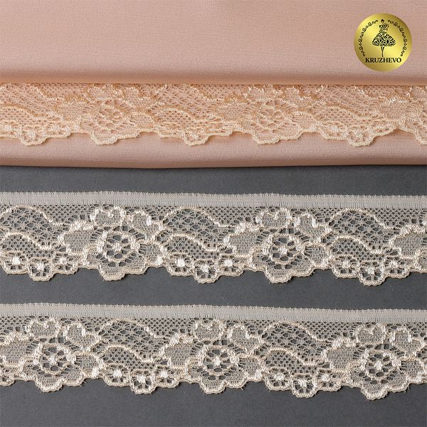 Кружево эластичное (стрейч) 30мм L839, цв.S180 бежевый песочный уп.50м, Kruzhevo