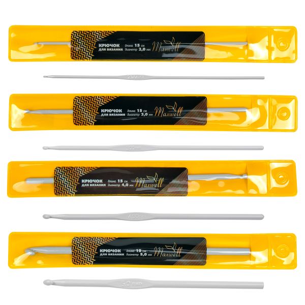 Набор крючков для вязания металл Maxwell Gold (2.0 мм/ 3.0 мм/ 4.0 мм/ 5.0 мм)