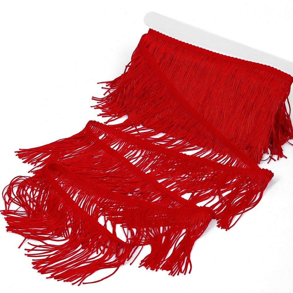 Бахрома отделочная широкая 100.0 мм / 4.5 метра, цв.26 красный