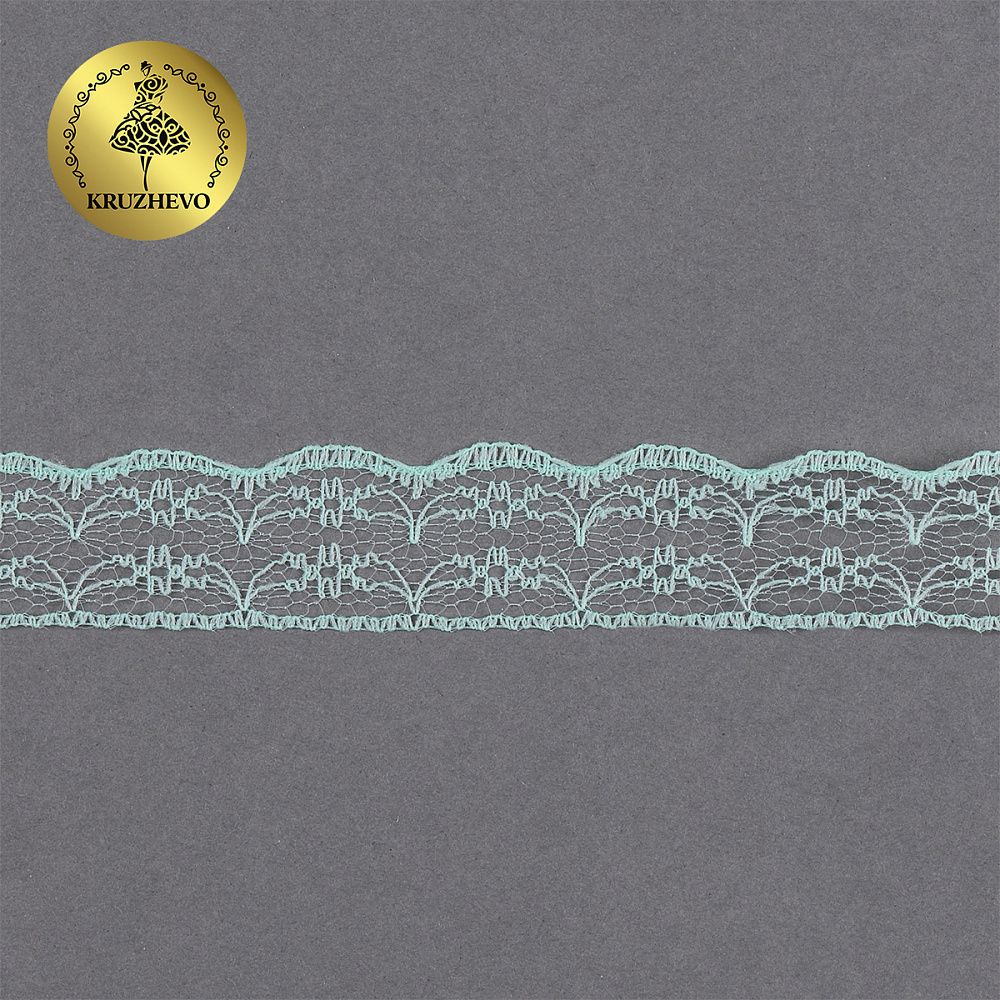 Кружево отделочное в стиле "трикотаж" 20 мм, диз. 280, цв.08 мята, уп. 27,4 м