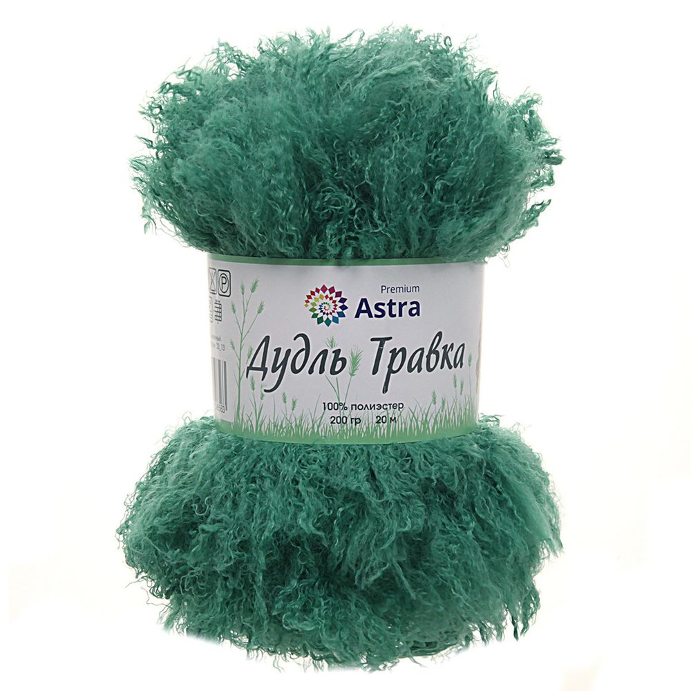Пряжа Astra Premium (Астра Премиум) Дудль Травка / уп.1 мот. по 200 г, 20 м, 09 зеленый