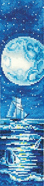 Набор для вышивания нитками Сделай своими руками, Закладки. Голубая луна 5,5х22 см