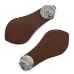 Фурнитура застежка для кардигана кожаная №6 коричневая 21,5 (никель), 2 шт