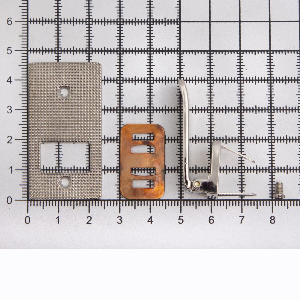Застежка декоративная металл 24х47 мм, никель, 2 шт