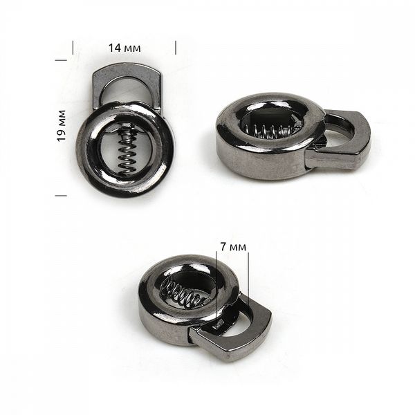 Фиксатор (зажим) для шнура металл 1 отв., 14х19 мм, отв. 7 мм, TBY OR.0305-5173.BN, цв. никель черный уп. 100 шт