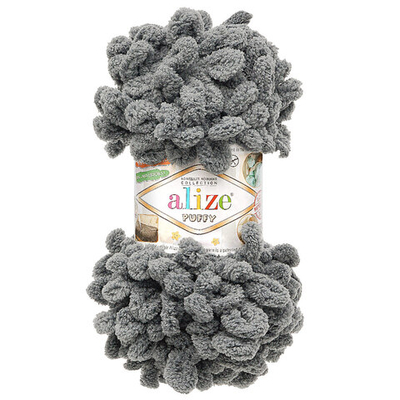 Пряжа Alize (Ализе) Puffy / уп.5 мот. по 100 г, 9м, 53 серый графит
