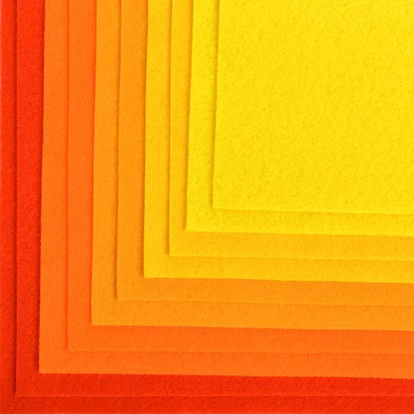 Фетр листовой жесткий 1.0 мм 20х30 см, HA4, уп. 10 листов, цв. желтый ассорти