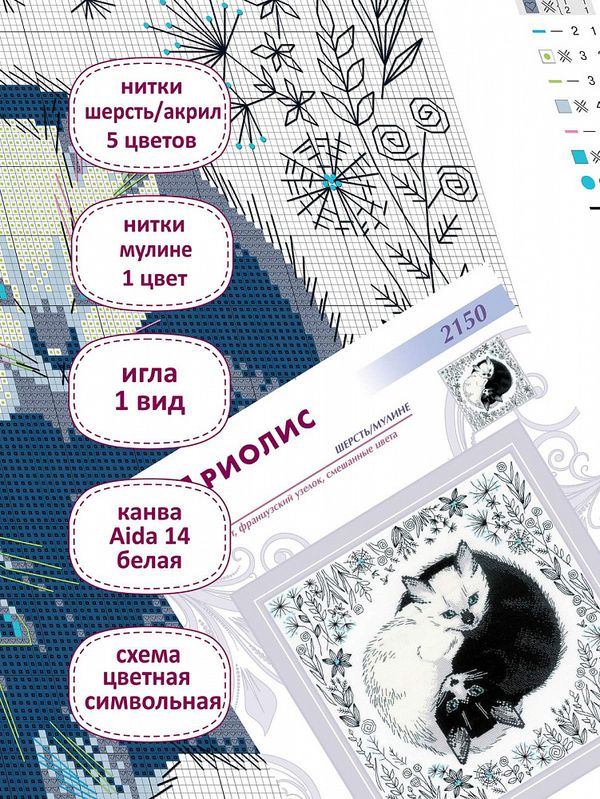 Набор для вышивания нитками Риолис, Инь и Ян 30х30 см