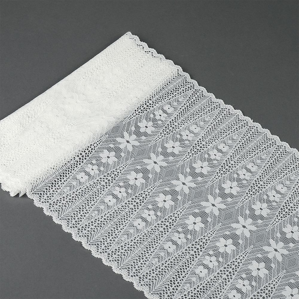 Кружево бельевое эластичное 220 мм / 18 м, 1909, цв.004 белый, Kruzhevo