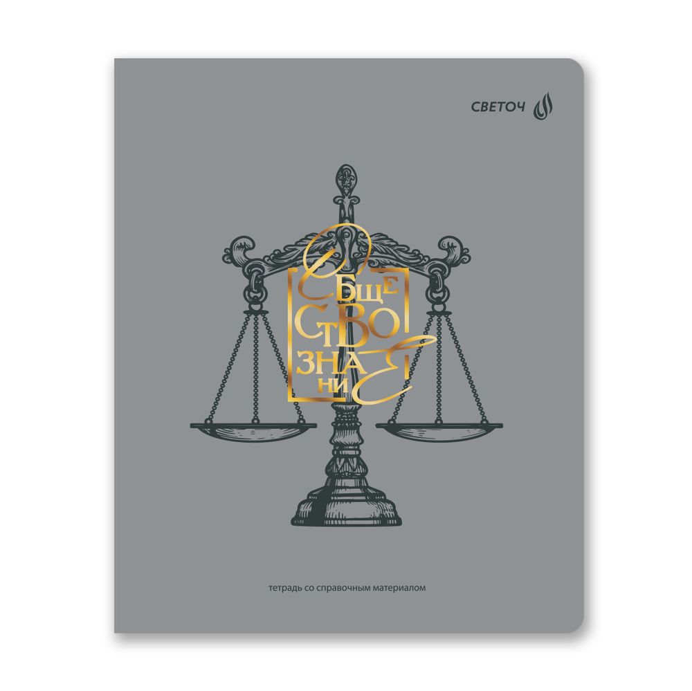 Тетрадь со справ.материал. Архивариус пластик.обл. 320мкм с тис.золот.фольгой. A5 48 л. на скобе 65 г/м², белизна 100% 10 шт, клетка, 01880 Архивариус Обществознание, Светоч Т290