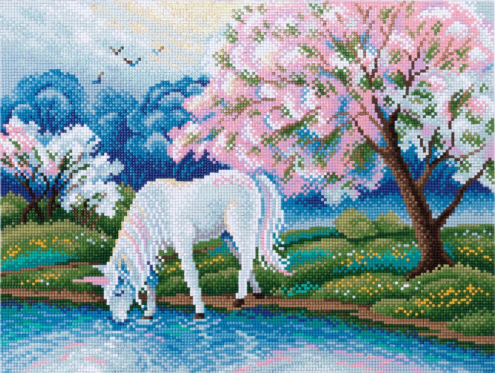 Алмазная (кристальная) мозаика Фрея, Сказочный единорог, 40х30 см