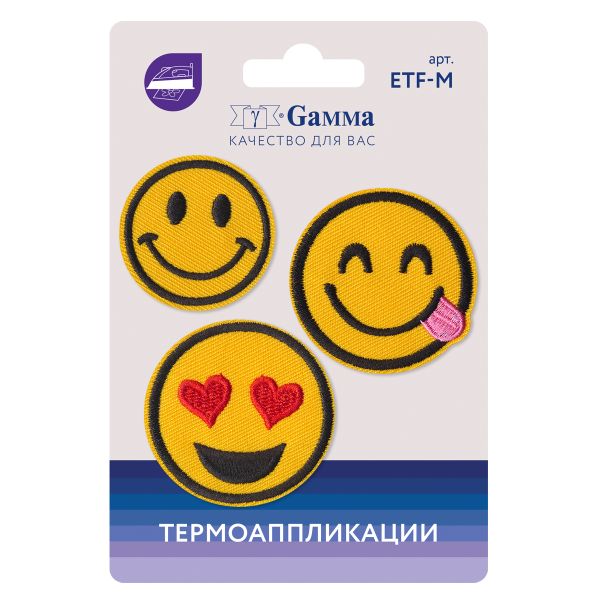 Термоаппликация №03, 3 шт, 03-305 Смайлы 5х5 см, Gamma ETF-M