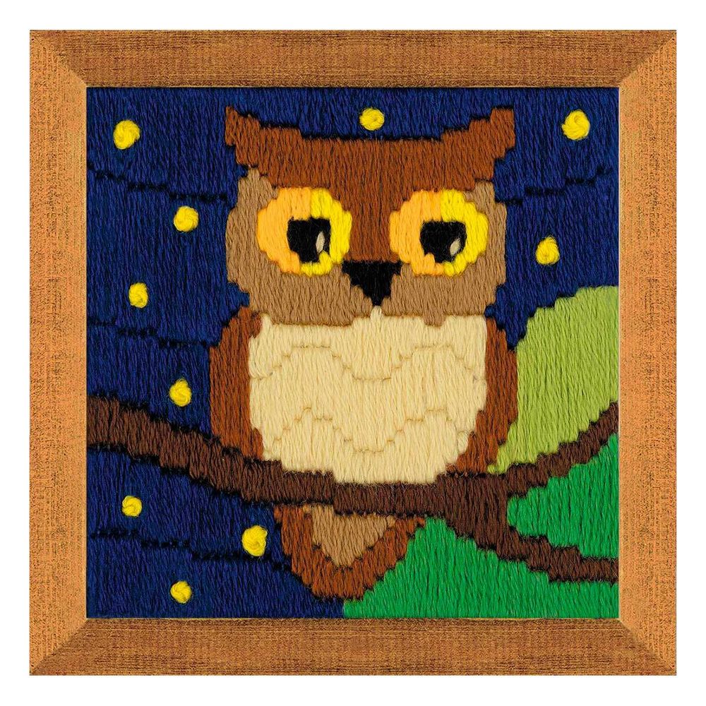 Набор для вышивания нитками Риолис, Сова среди звезд 10х10 см