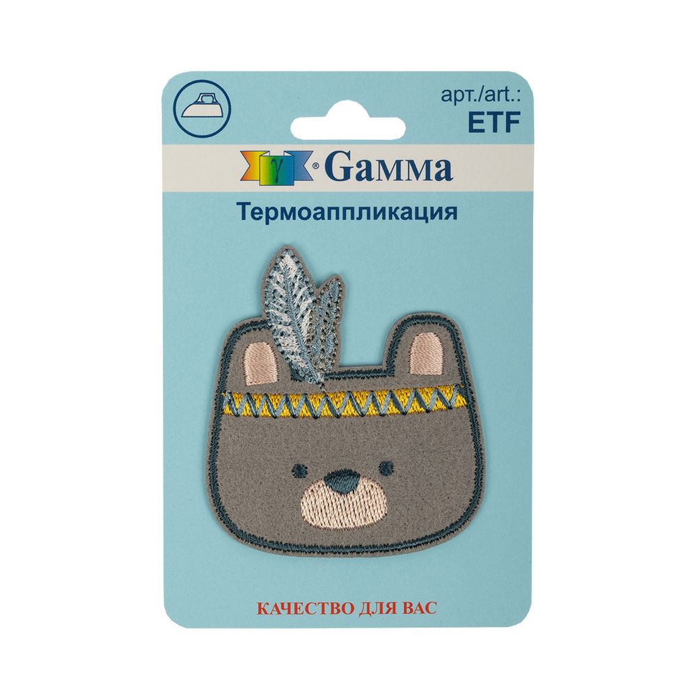 Термоаппликация №02, 1 шт, 01-237 Мишка 5.3х5.9 см, Gamma ETF