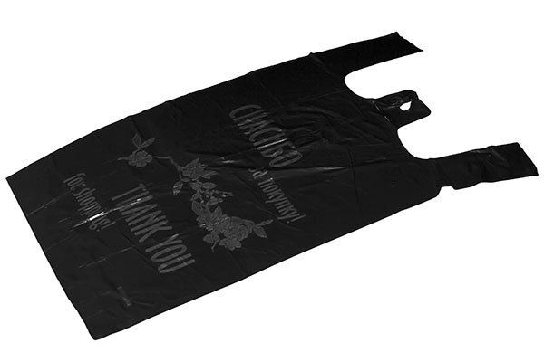 Пакет майка ПНД 25х45 Спасибо за покупку черный 11мкр уп.100 шт