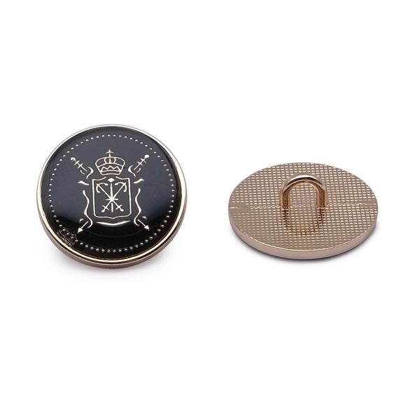Пуговицы на ножке Герб 32L (20мм), металл (Black/G (черный/золото)), ME-657, 36 шт