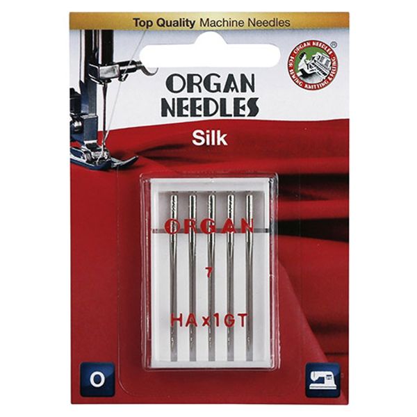 Иглы для швейных машин для шелка HAx1GT, №55, 5 игл, блистер, ORGAN