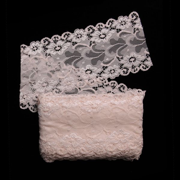 Кружево бельевое эластичное 150 мм / 13.72 м, цв. C571 молочный