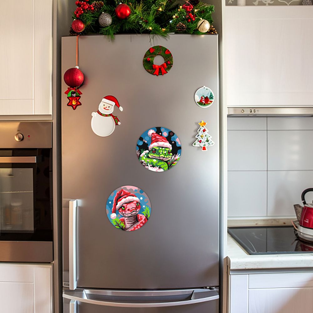 Картина по номерам Фрея PNBM-021, Праздничные змейки, (на магните) 9х9 см