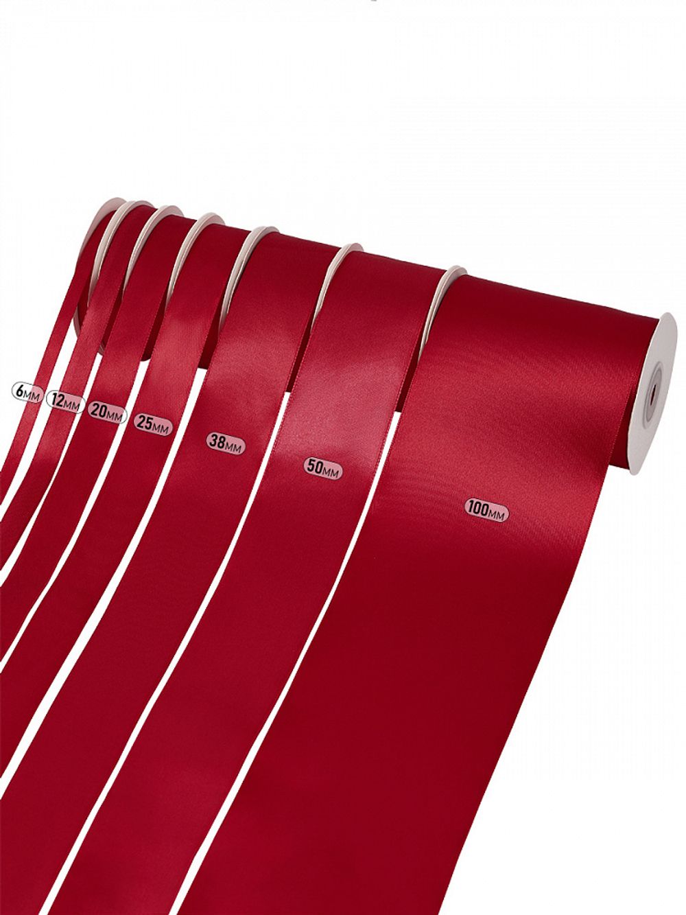 Лента атласная 1-сторонняя 100.0 мм / 22.5±1 метра, 3091 т.красный, Magic4Hobby
