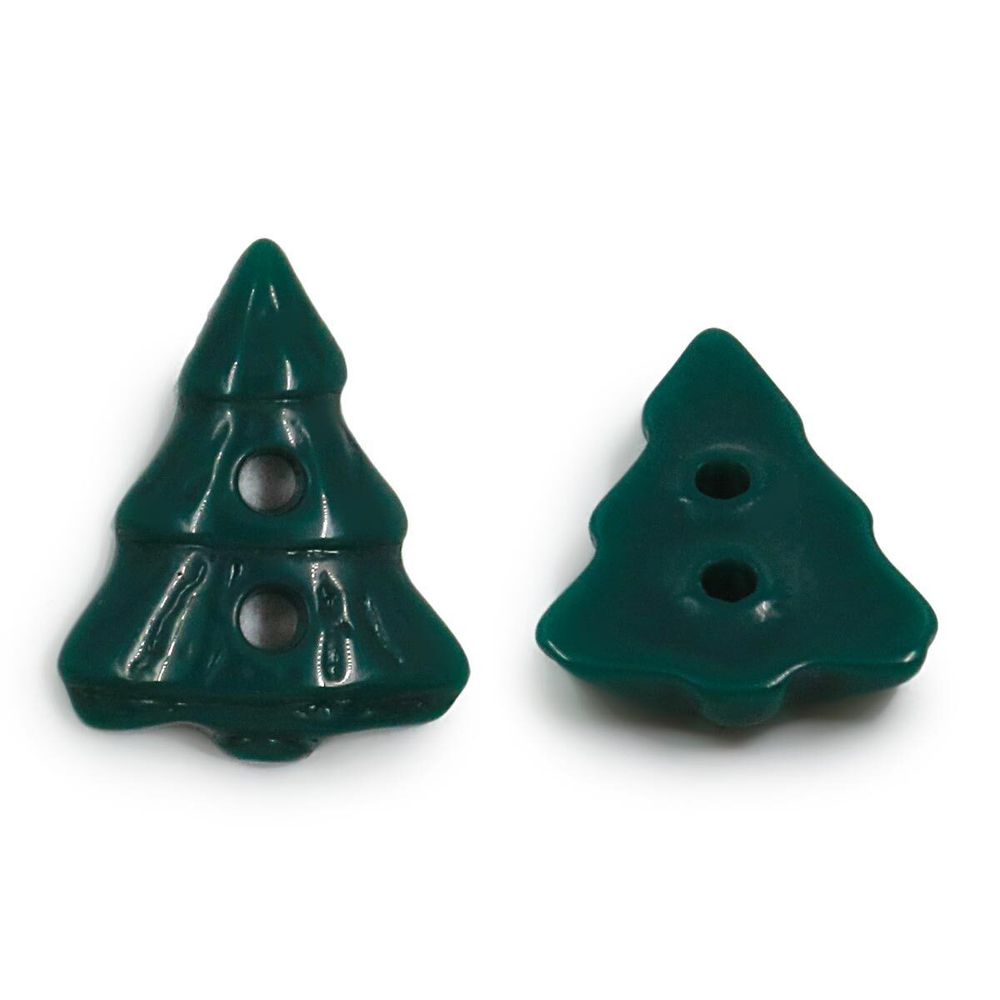 Украшения декоративные пуговицы Елочка 26L (16мм) 2 прокола, пластик (зеленый), 50 шт