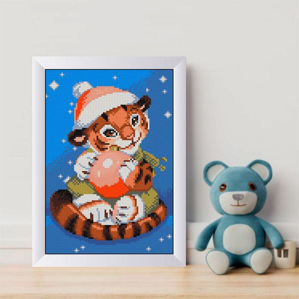 Алмазная (кристальная) мозаика Фрея, Игривый тигренок 20х30 см