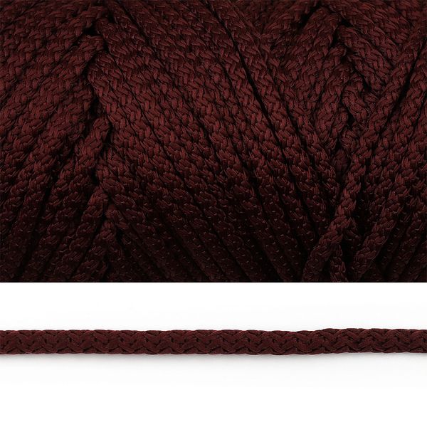 Шнур круглый полиэфир ⌀6.0 мм / 100 метров, с наполнителем, 148 бордовый