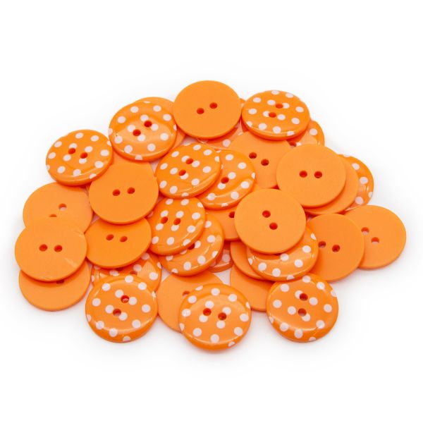 Пуговицы 2 прокола, Горошек 36L (331 оранжевый), 36 шт