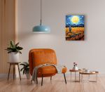 Картина по номерам Фрея PNB/PMC-295, Звездная ночь над полем, (цветной холст) 40х30 см