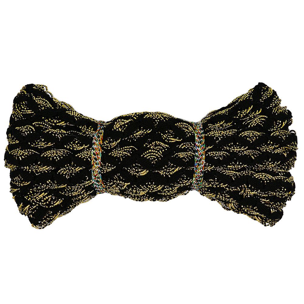 Тесьма отделочная 15 мм / 10 метров, вязаная, черный/золото, С884Г7
