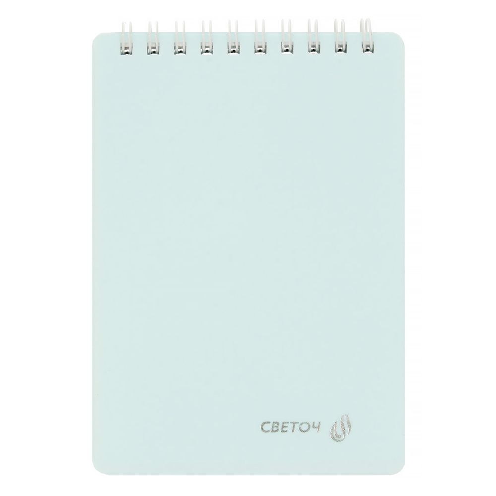 Блокнот с пластиковой обложкой, тиснение серебряной фольгой, 500 мкр, на гребне, A6 60 л., 4 шт, клетка, Бирюза 01043, Светоч 60Б31