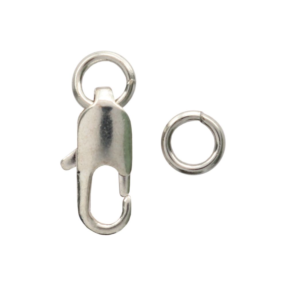 Замок для бус карабин с кольцами 12 мм, 5 шт в упак, Астра, Серебро