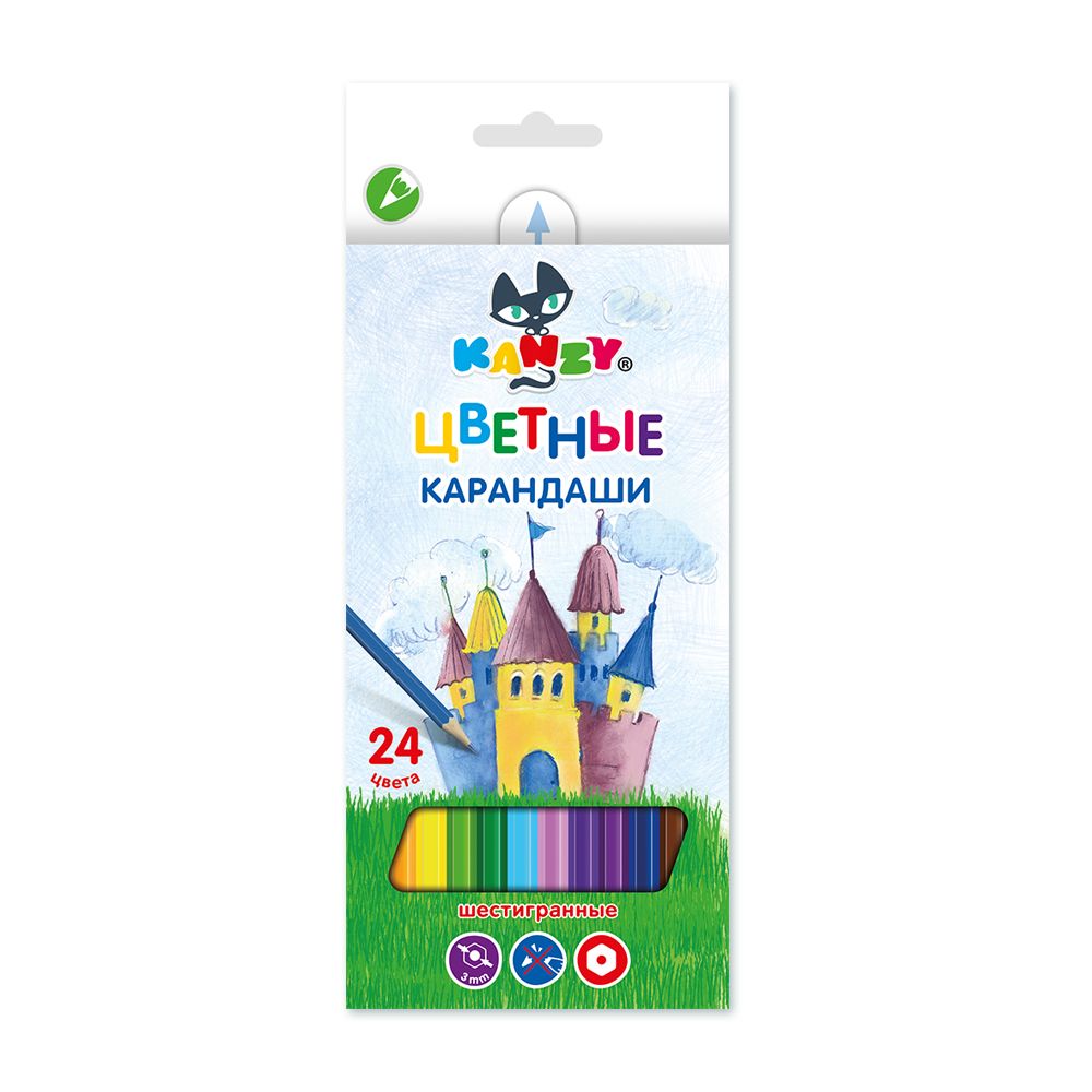 Набор цветных карандашей заточенный 4х24 цв, Kanzy CP-5024