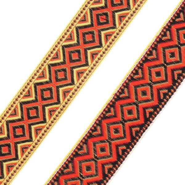 Лента (тесьма) жаккардовая 32.0 мм / 25±1 метров, рис. 9496, (4 желтый) С1853Г17