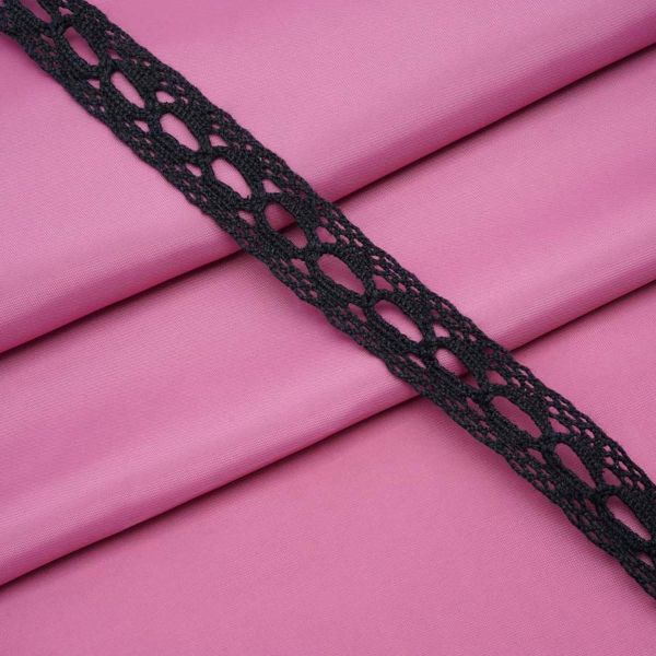 Кружево вязаное (тесьма) 20 мм, черный, 20 м